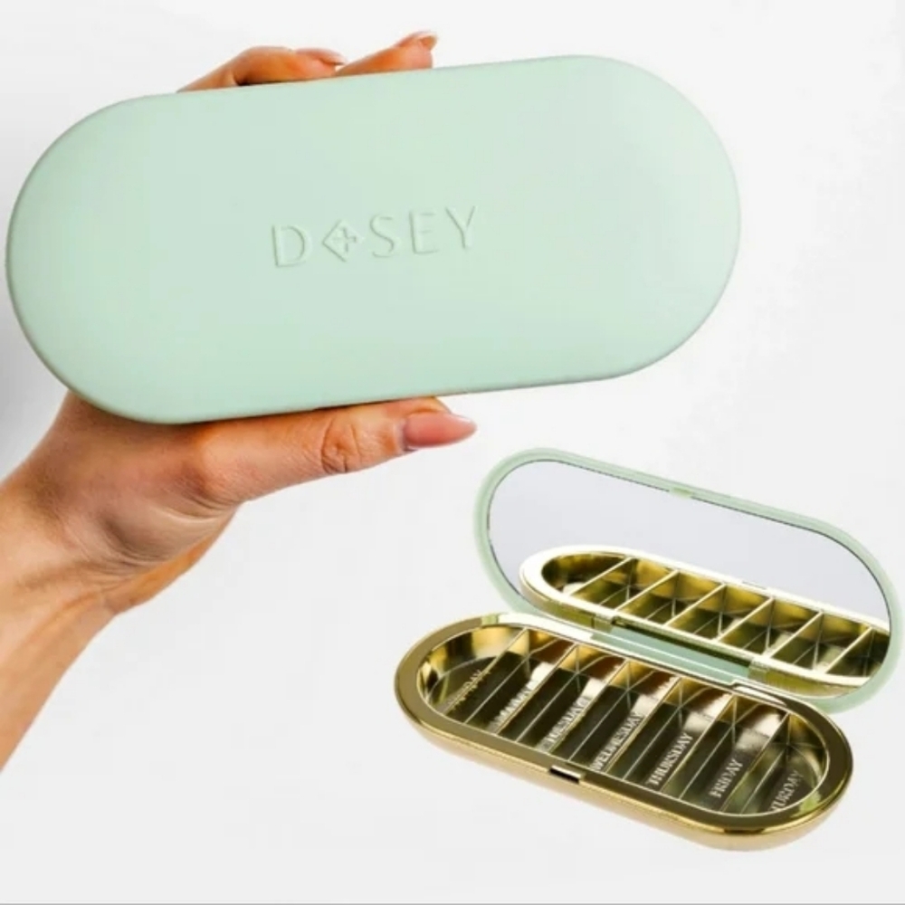 Mint Pill Organizer Case with Mirror
